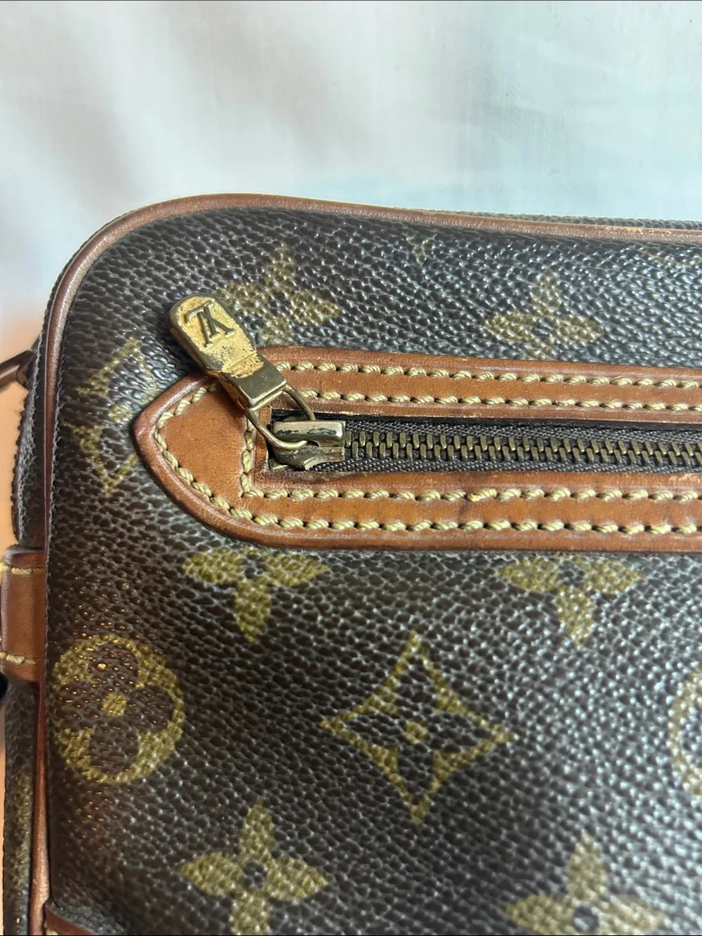 Louis Vuitton Monogram Wristlet in Brown and Tan